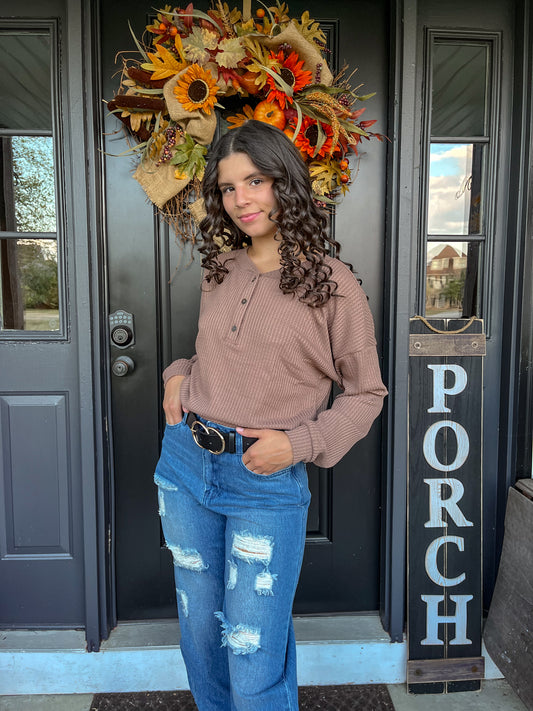 Keep It Casual Top (Cocoa)