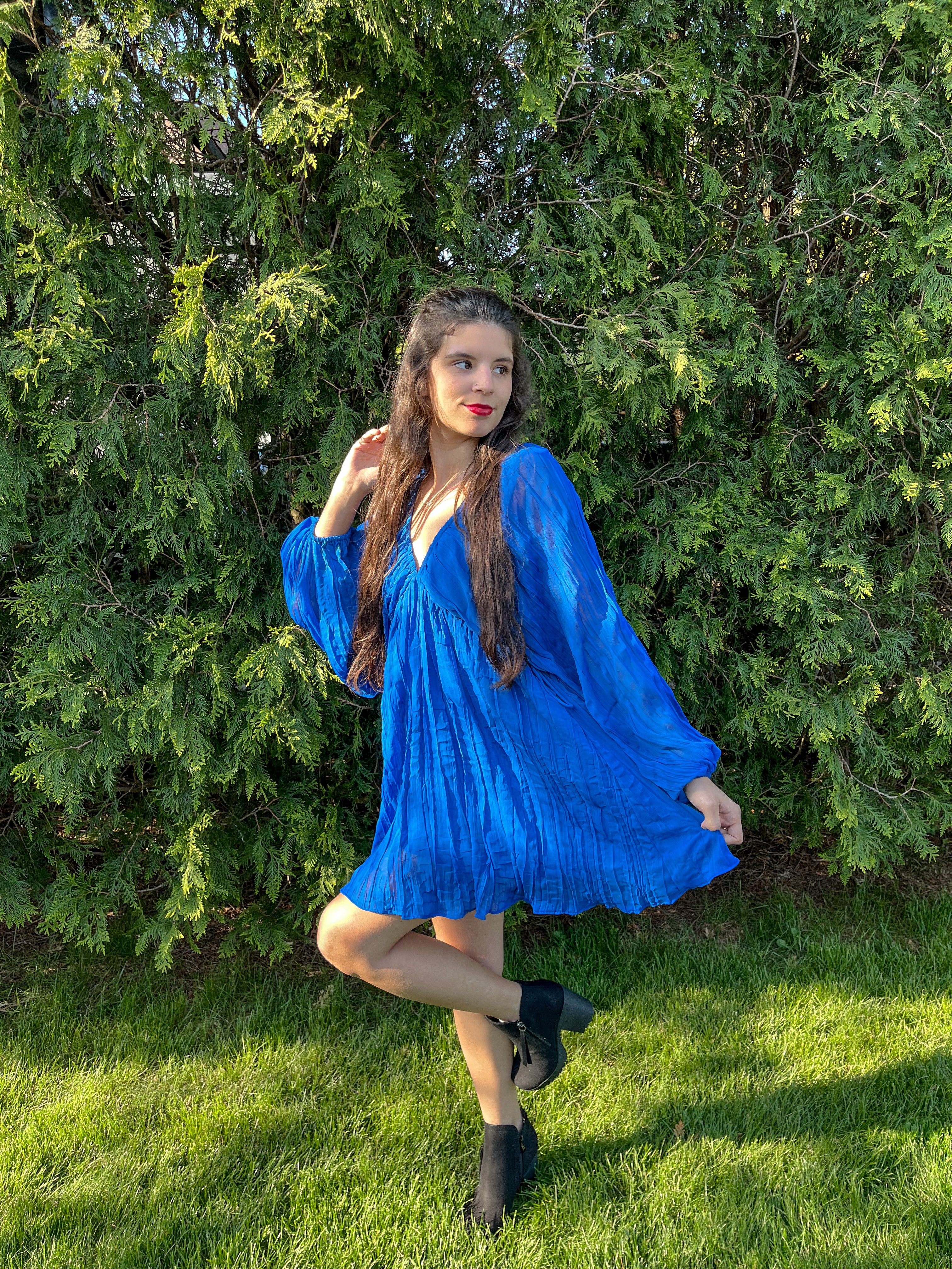 blue eyes dress Baby Blue Eyes Linen Dress L