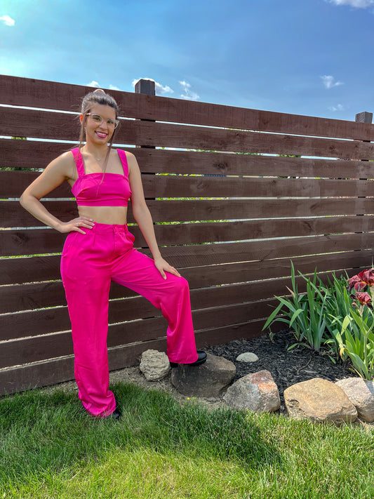 Suit Up Trousers (Fuchsia)