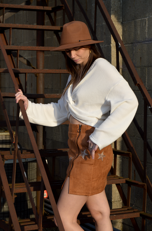 Nashville Stars Suede Skirt (Camel)