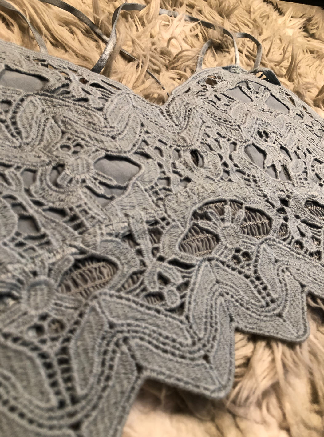 Crochet Embroidered Lace Longline Bralette