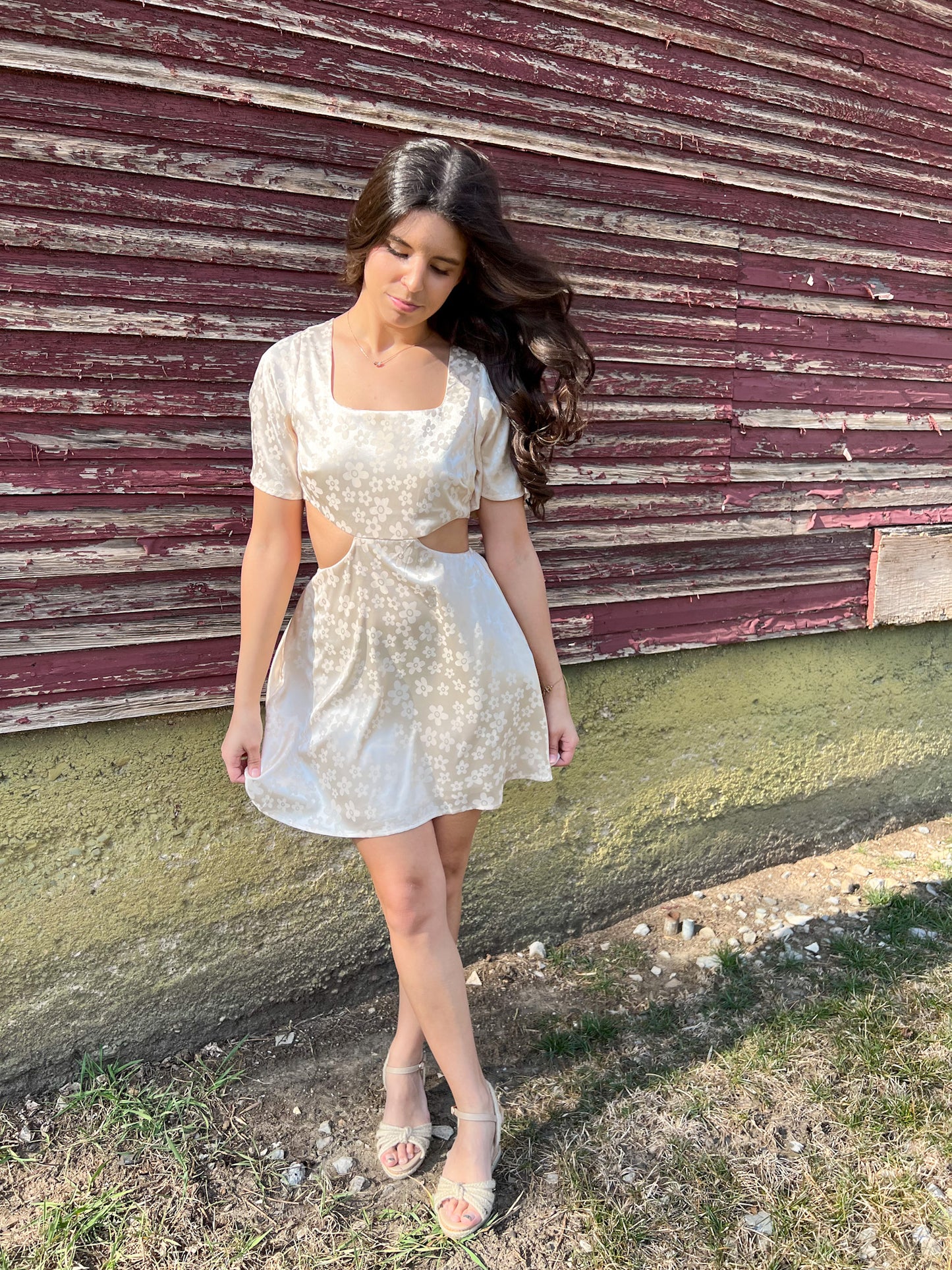 Florally Invited Cutout Dress