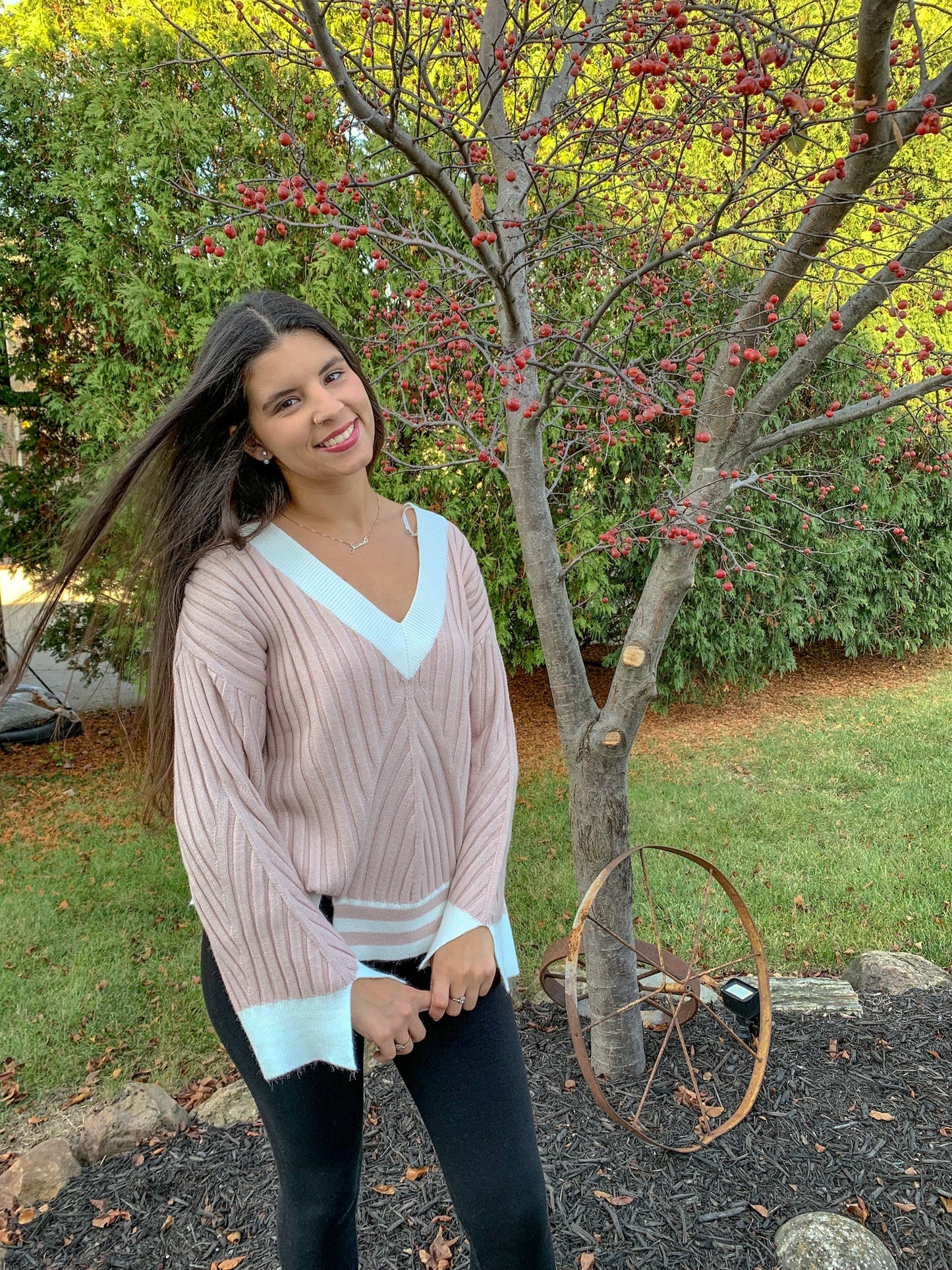 Full of Love Knit Block Sweater (Rose)