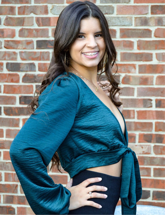 Hunter Green Tie Blouse