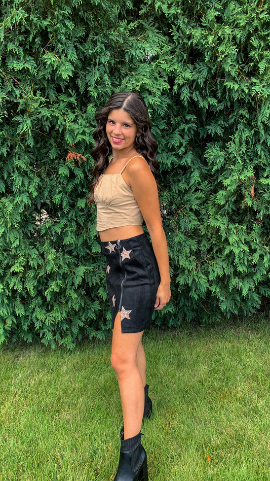 Nashville Stars Suede Skirt (Black)