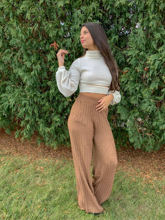 Home Sweet Home Ribbed Pants (Camel)