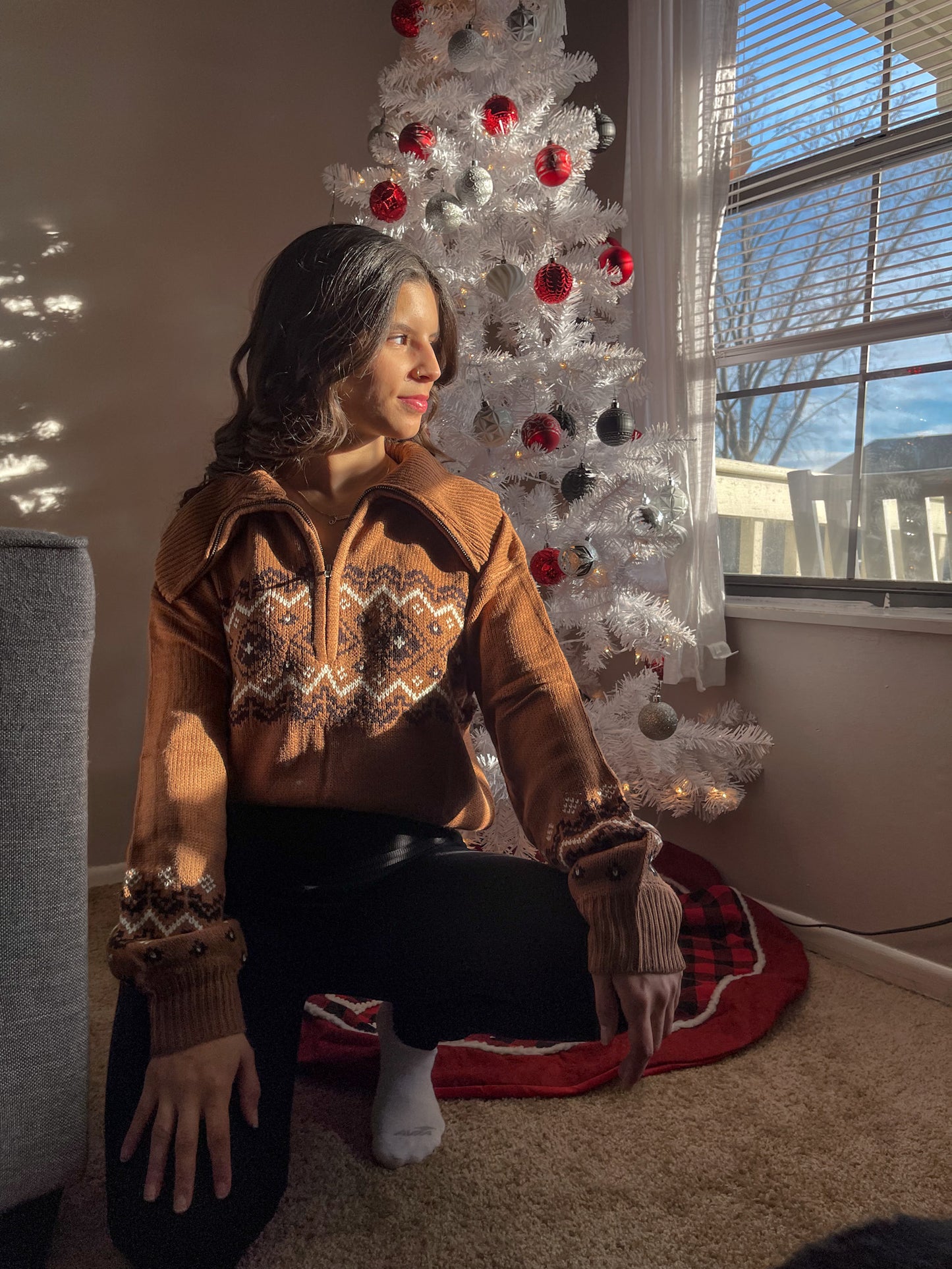Brown Quarter Zip Sweater