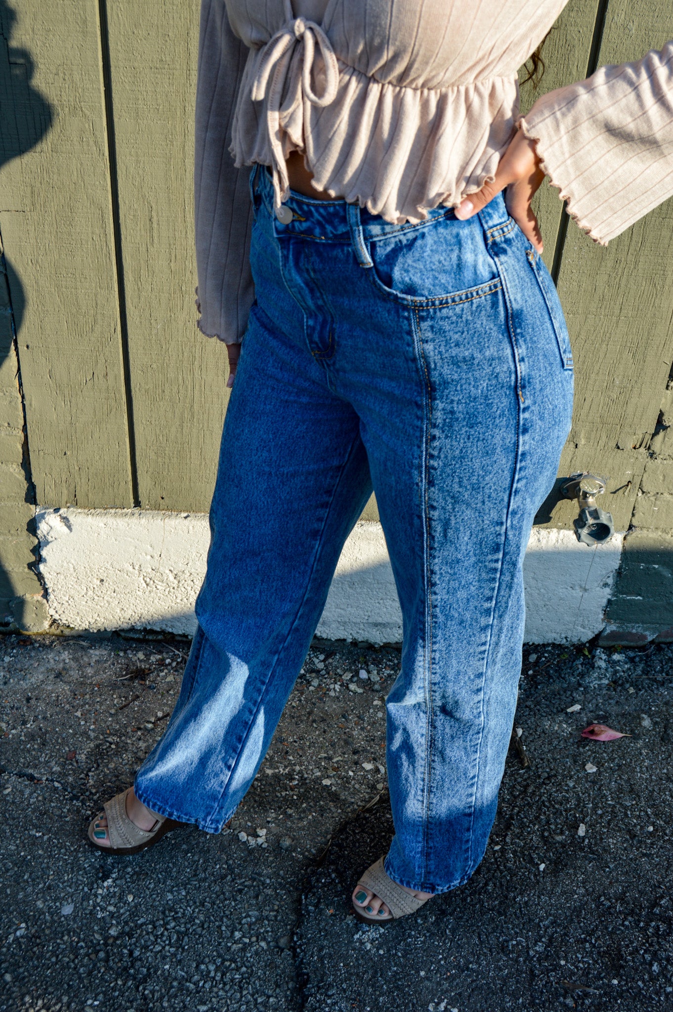 Falling Hard Color-Blocked Denim Pants