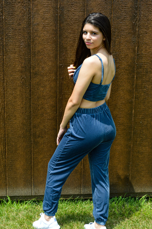 Ocean Blue Corduroy Cargo Pants