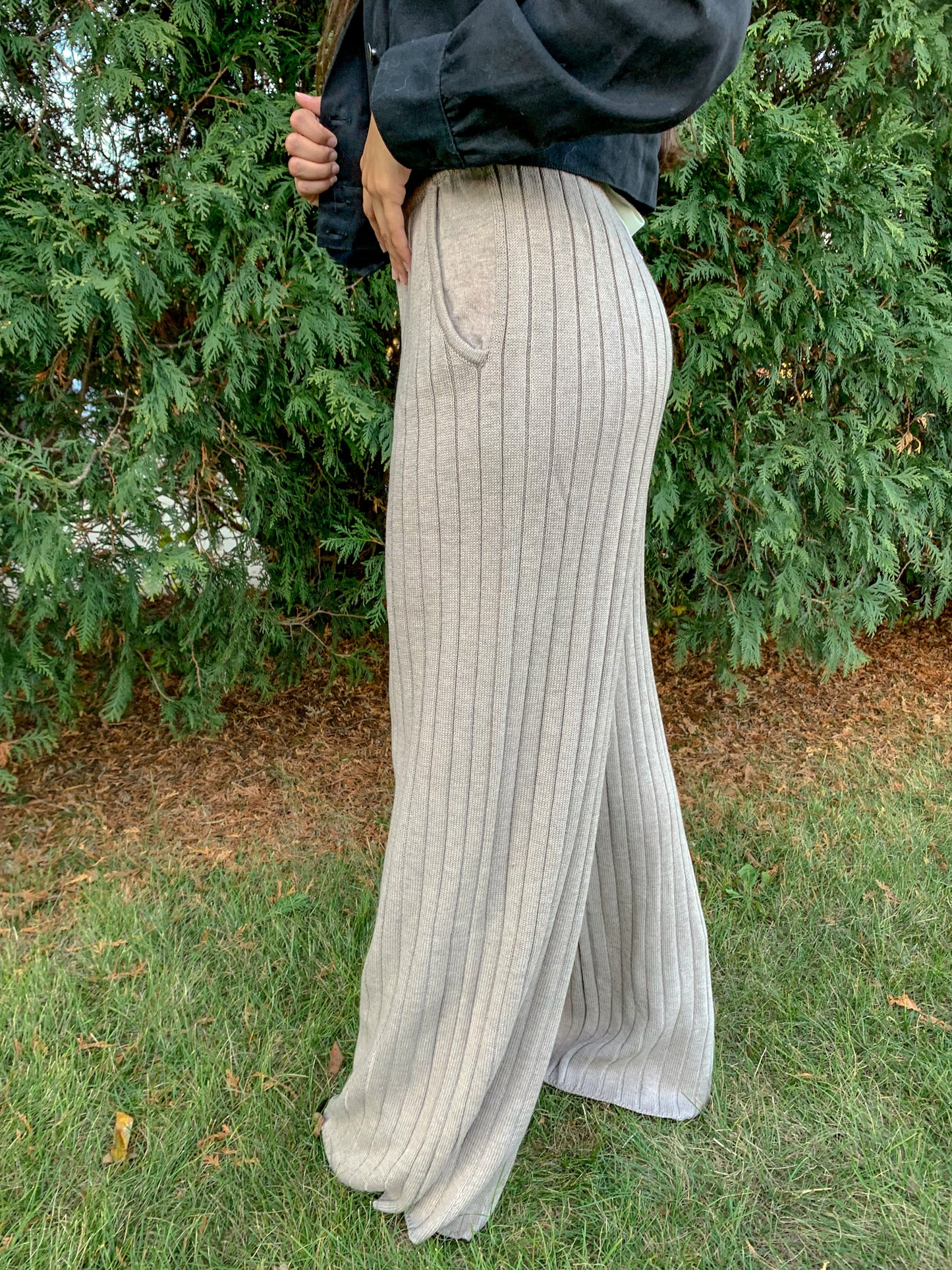 Home Sweet Home Ribbed Pants (Stone)