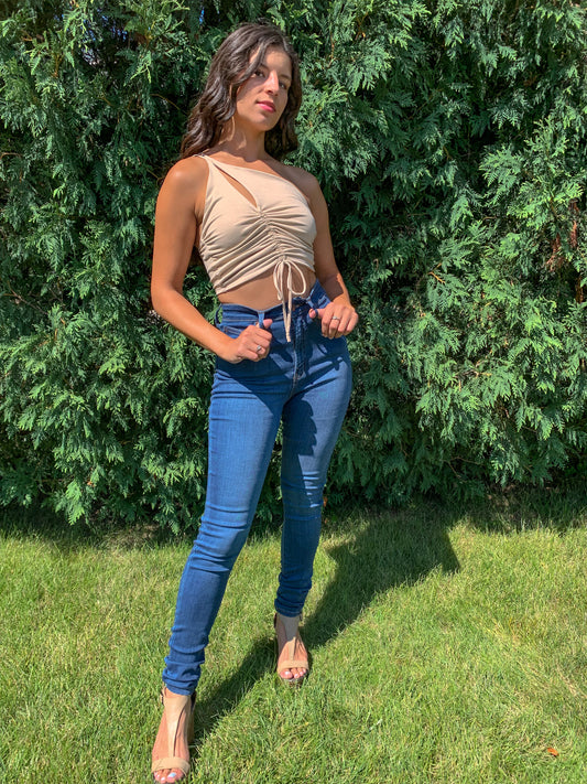 Soft & Sweet Ruched Top (Taupe)