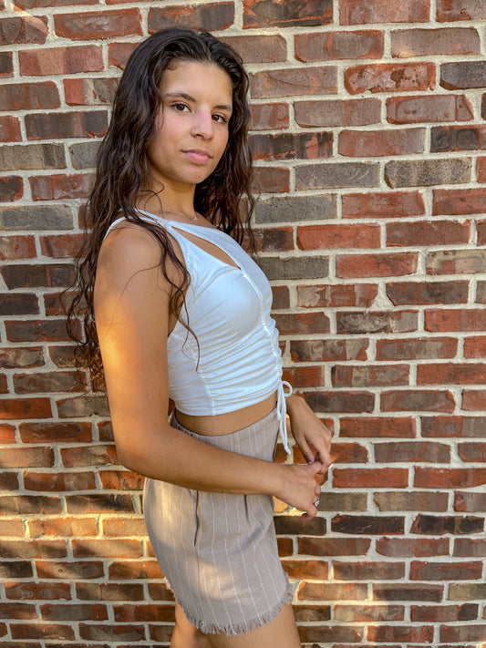 Soft & Sweet Ruched Top (White)