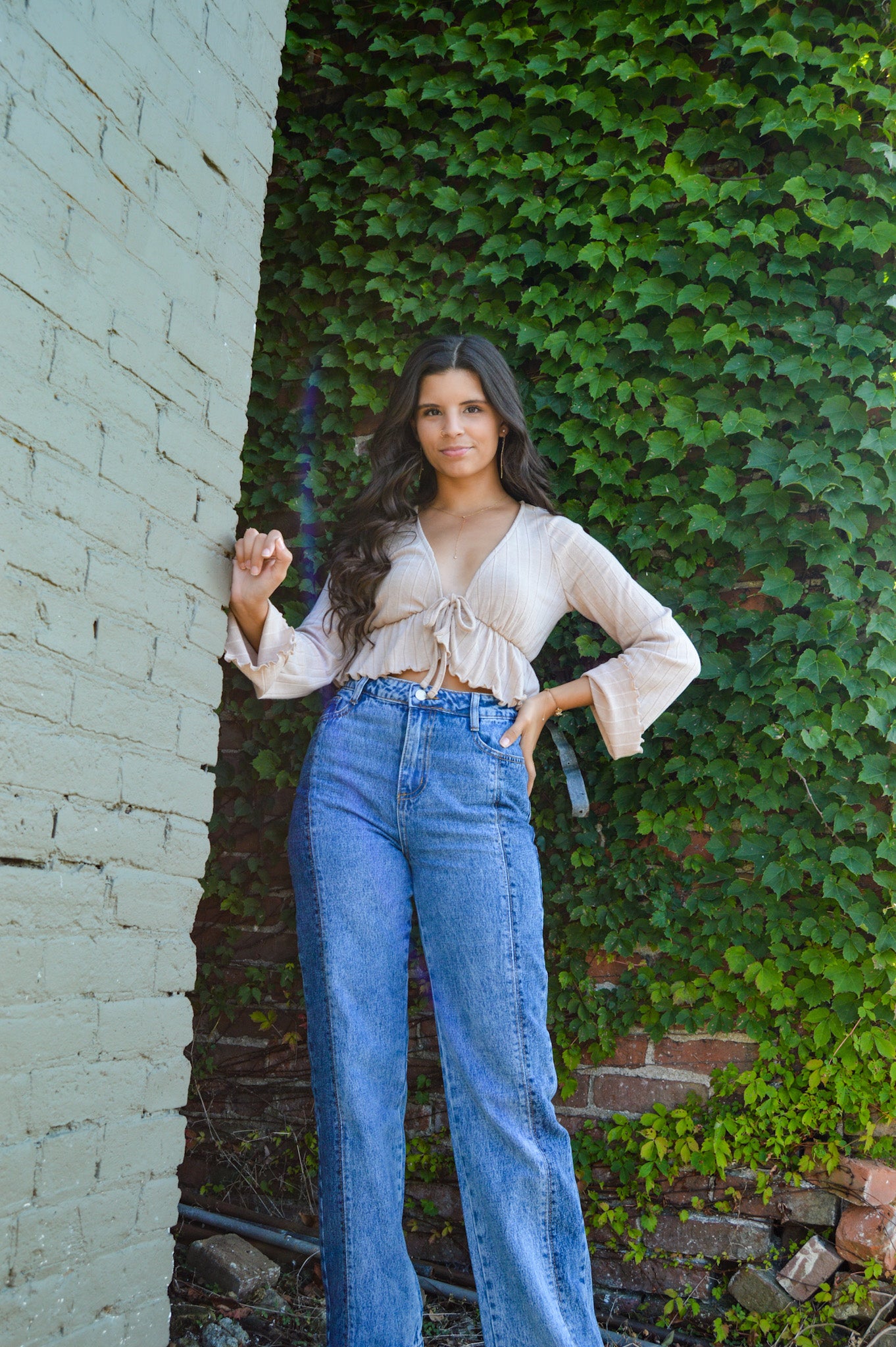 Taupe Crisp Air Top