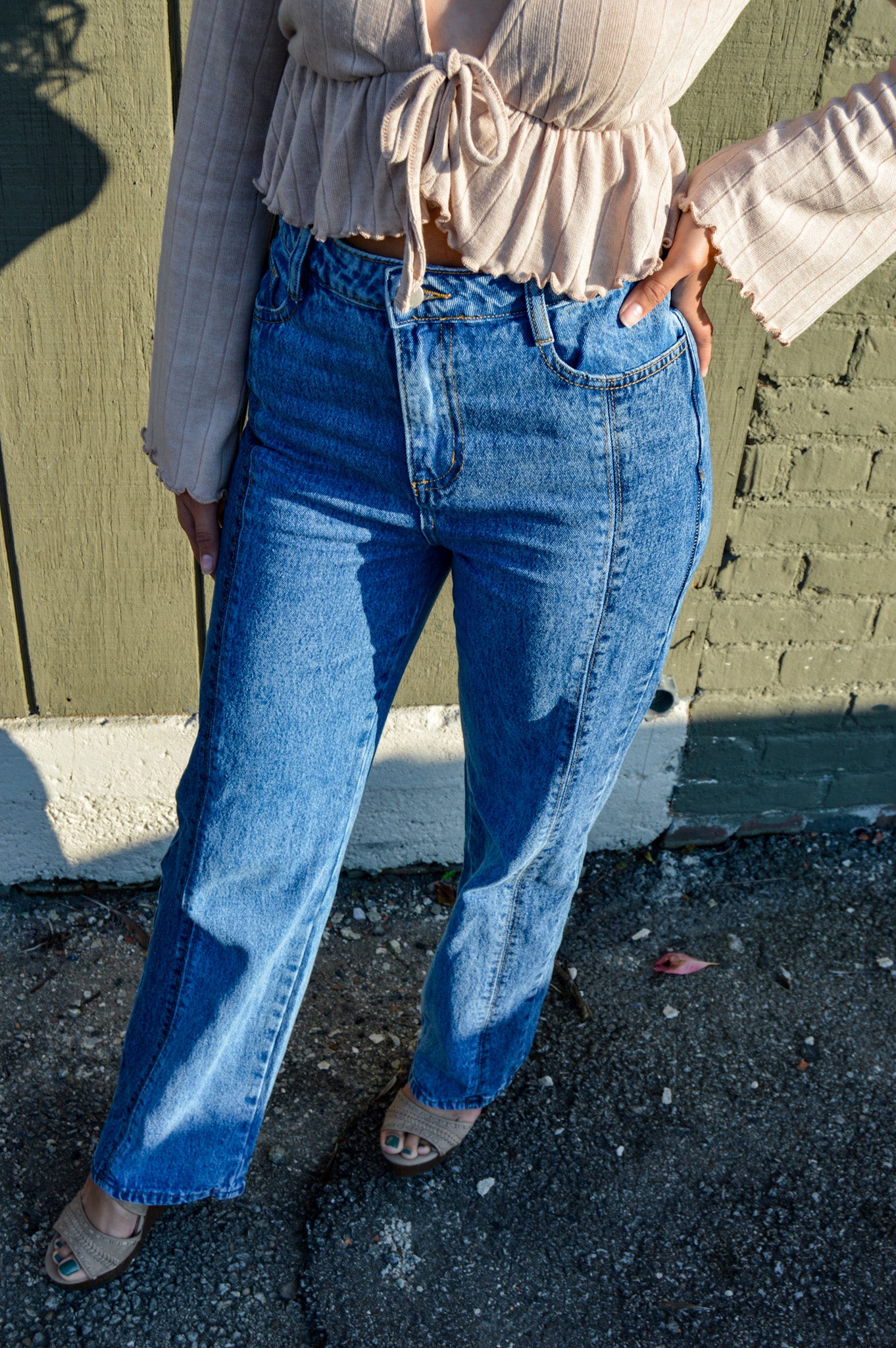 Falling Hard Color-Blocked Denim Pants