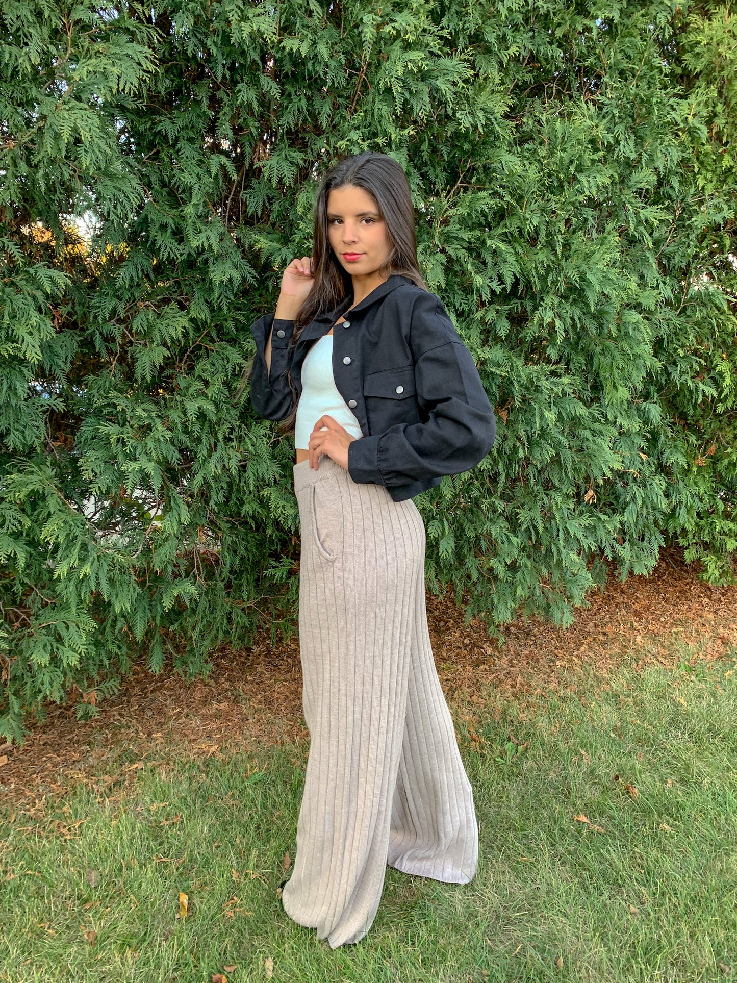 Home Sweet Home Ribbed Pants (Stone)