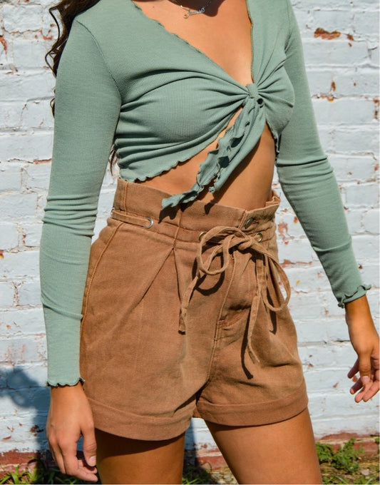 Cinnamon Spice Paper Bag Shorts