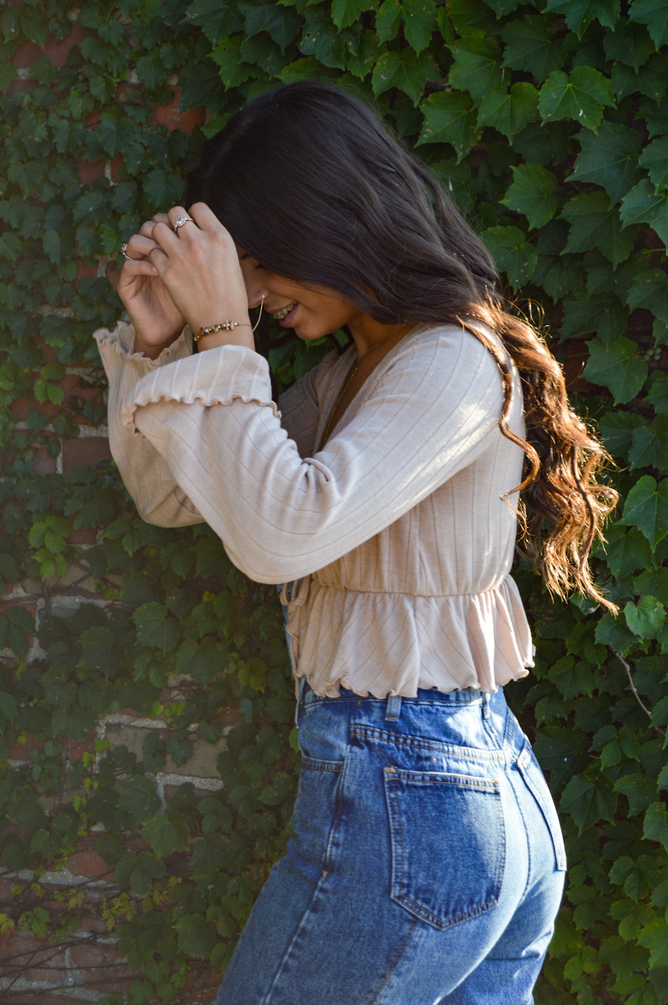 Taupe Crisp Air Top