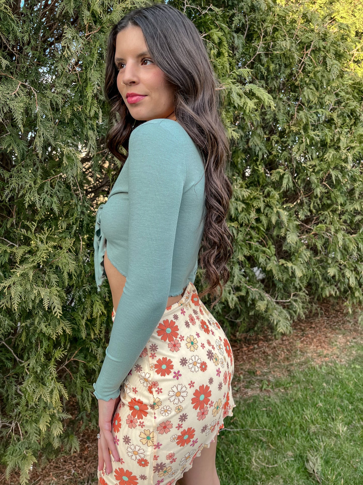 Feeling Edgy Retro Floral Skirt