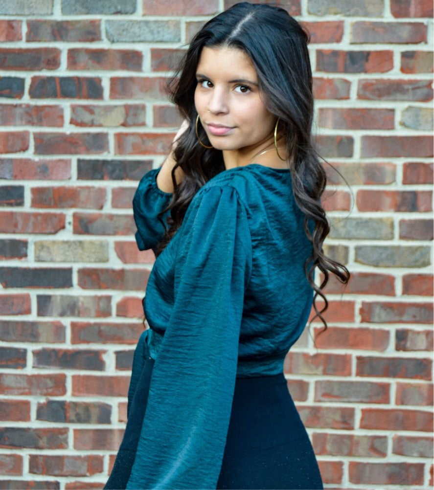 Hunter Green Tie Blouse