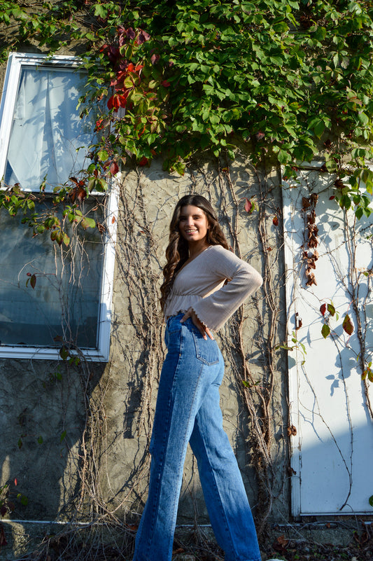 Falling Hard Color-Blocked Denim Pants