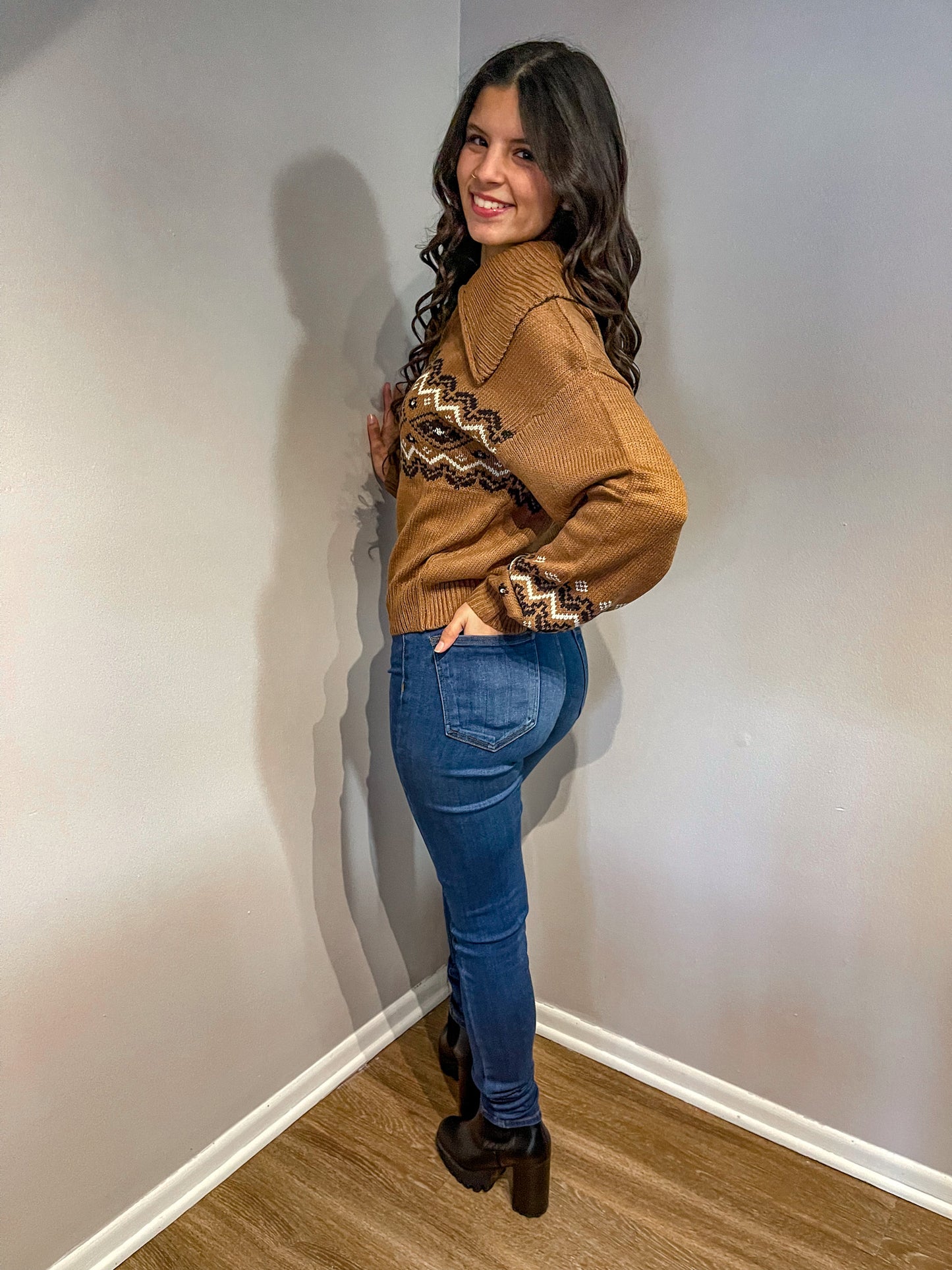 Brown Quarter Zip Sweater