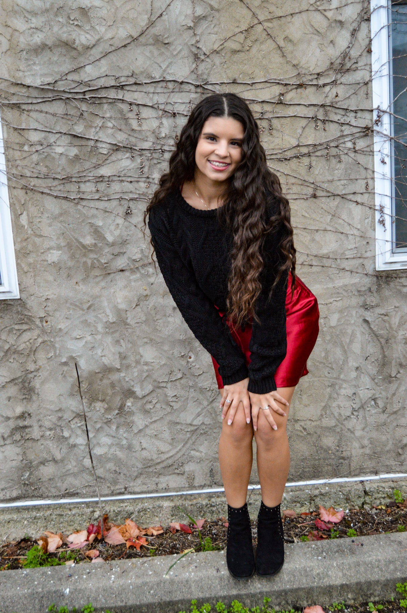 Black Cable Knit Cropped Sweater