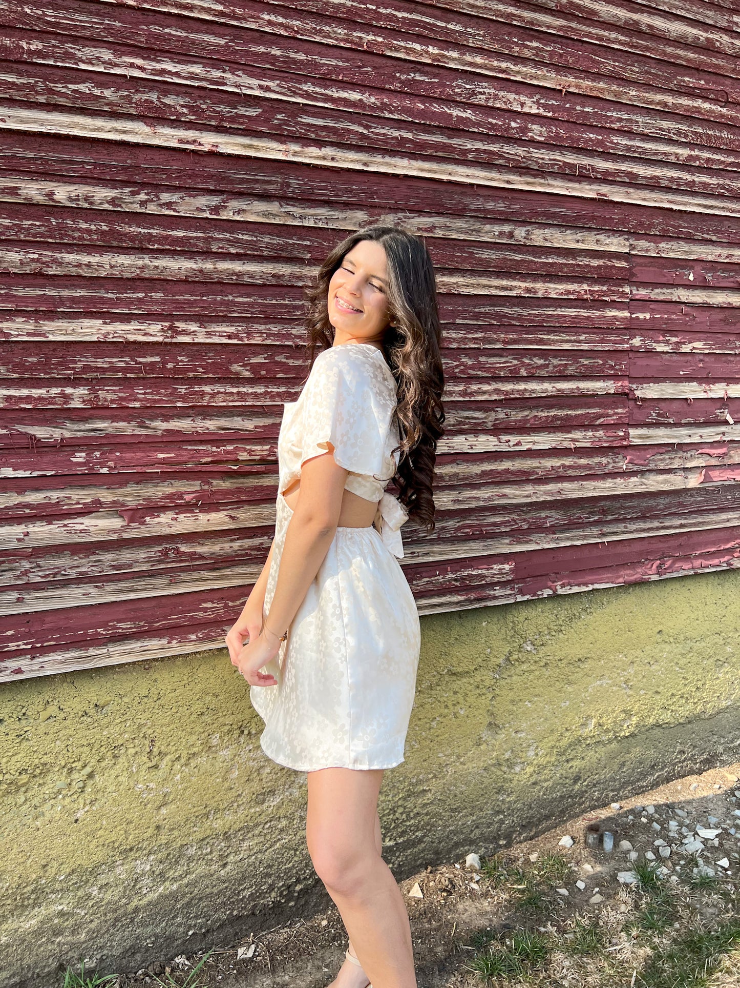 Florally Invited Cutout Dress