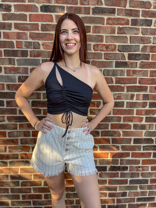 Soft & Sweet Ruched Top (Black)