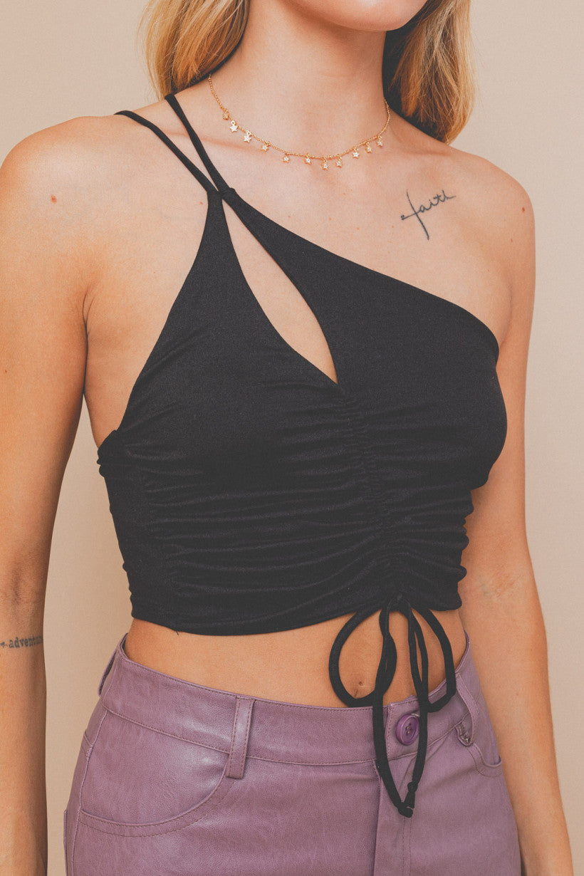 Soft & Sweet Ruched Top (Black)