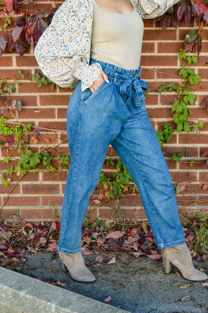 Paper Bag Denim Pants