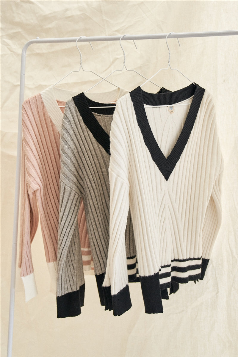 Full of Love Knit Block Sweater (Gray)