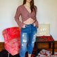 Distressed Denim Jogger Pants