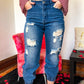 Distressed Denim Jogger Pants