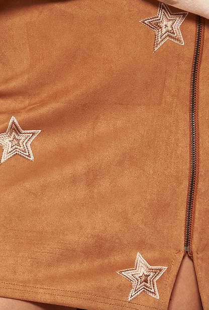 Nashville Stars Suede Skirt (Camel)