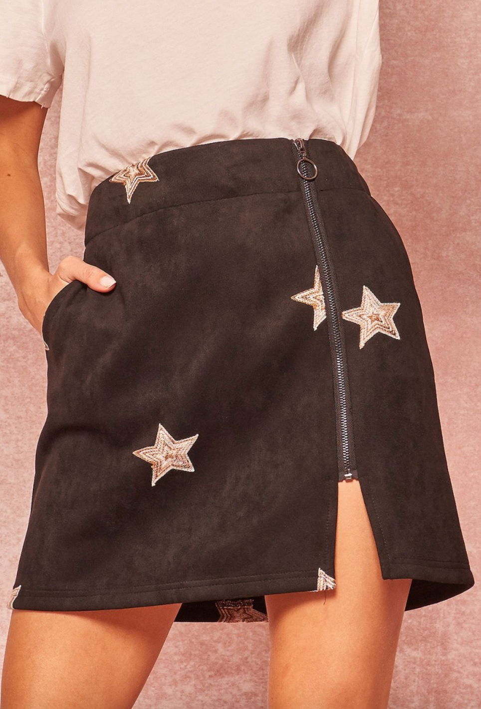 Nashville Stars Suede Skirt (Black)