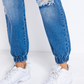 Distressed Denim Jogger Pants