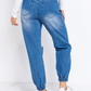 Distressed Denim Jogger Pants