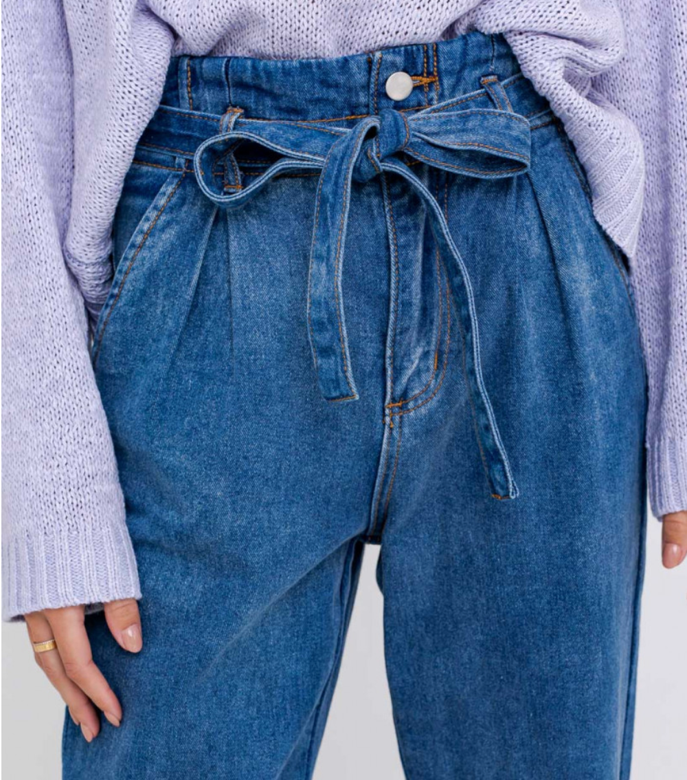 Paper Bag Denim Pants