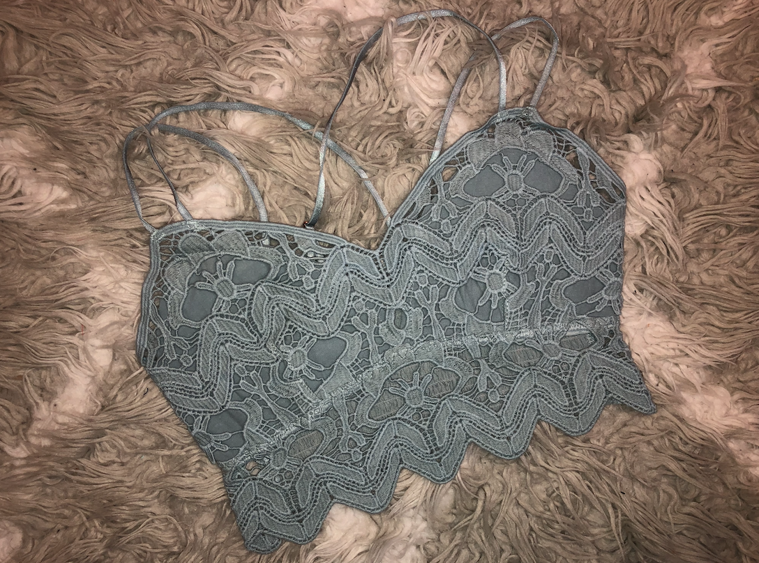 Crochet Embroidered Lace Longline Bralette