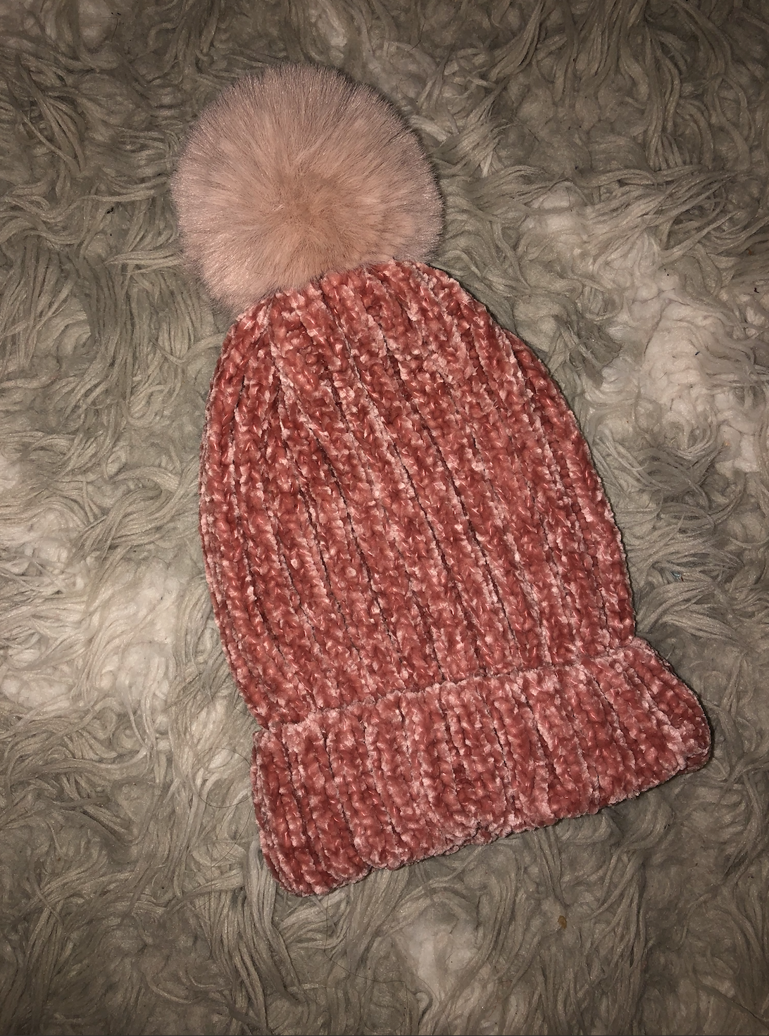 Chenille Pom Pom Beanie (2 Colors)