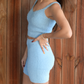 Powder Blue Fuzz Biker Shorts