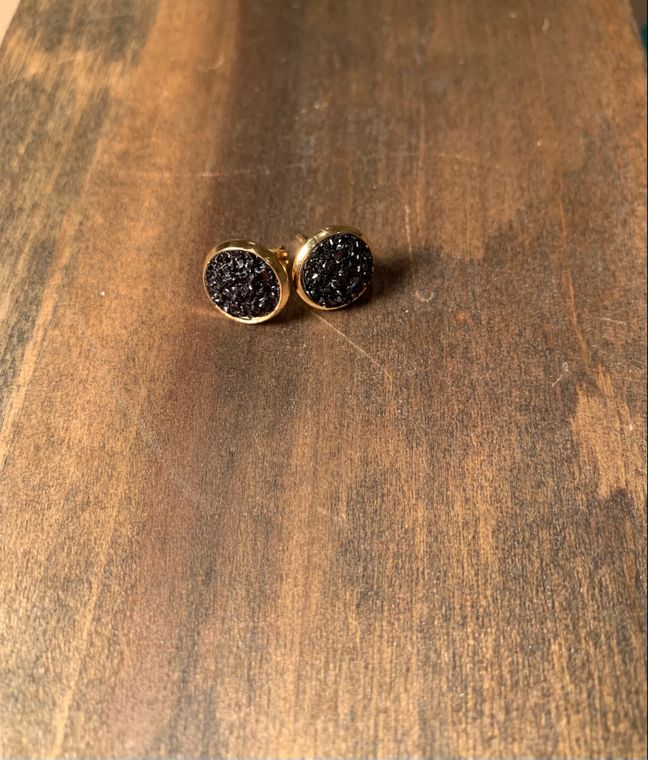 Druzy Stud Earrings (Black)