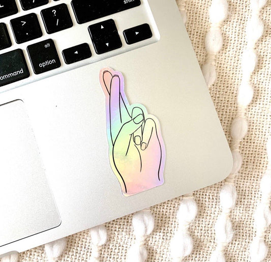 Holographic Crossed Fingers Sticker