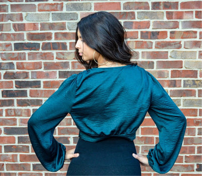 Hunter Green Tie Blouse