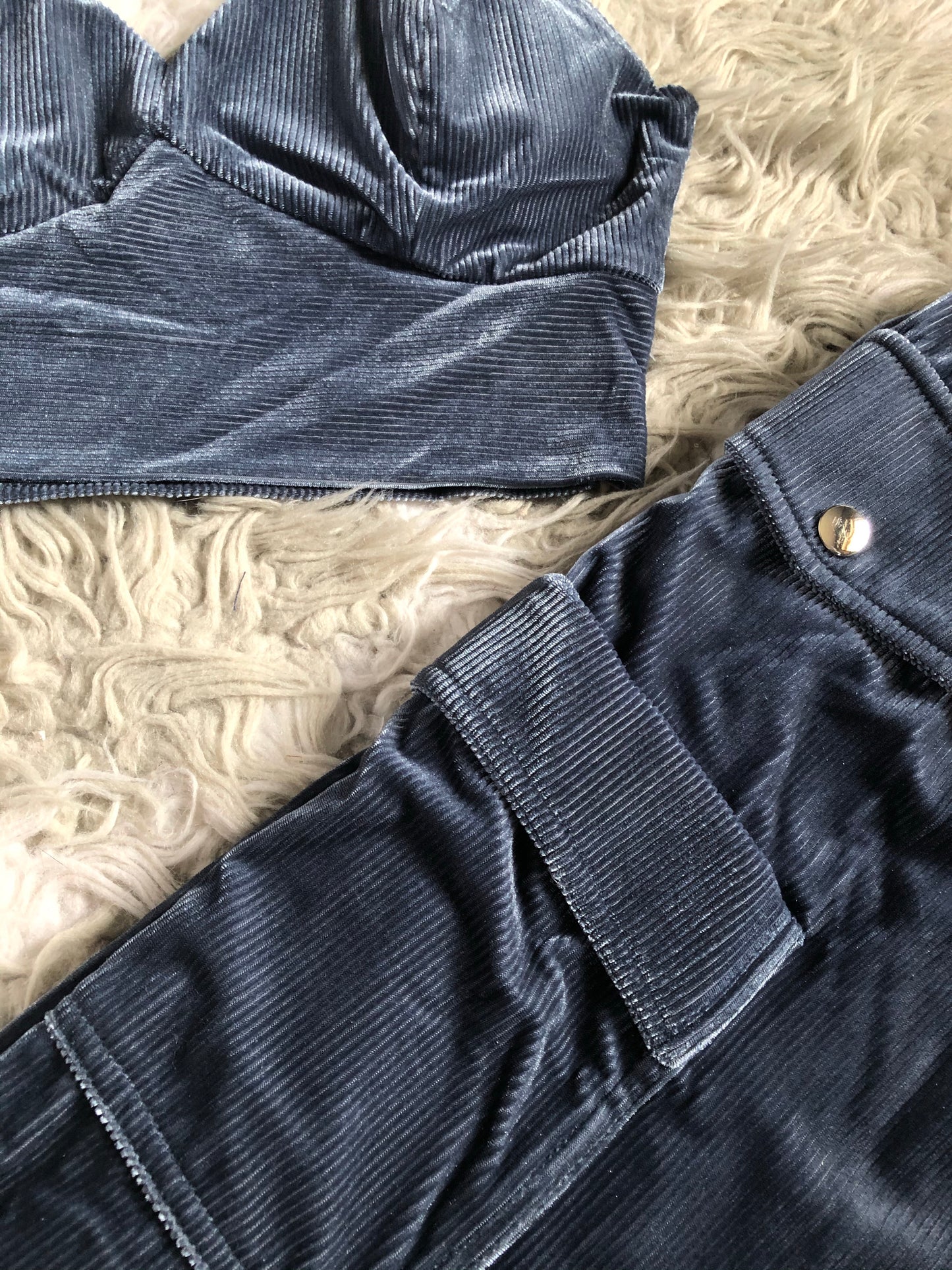 Ocean Blue Corduroy Cargo Pants