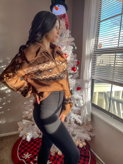 Brown Quarter Zip Sweater