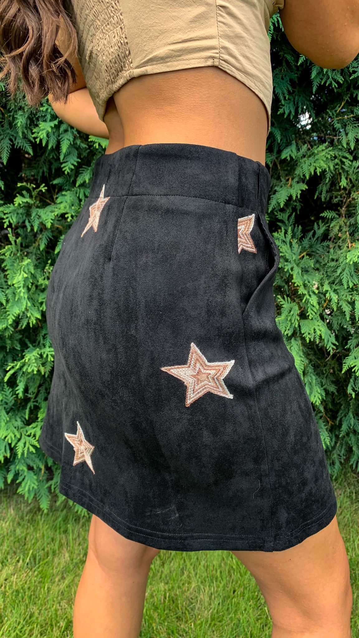 Nashville Stars Suede Skirt (Black)