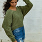 Matcha Green Dolman Chenille Sweater
