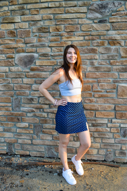White Heart Denim Skirt