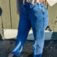 Falling Hard Color-Blocked Denim Pants